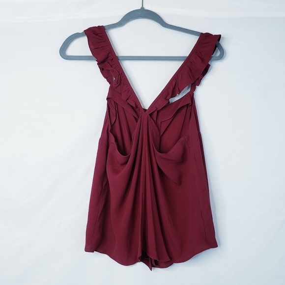 NWT Madewell Ruffle Strap Cami Tank Top Burgundy - Picture 3 of 7
